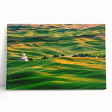 Black and white photograph of Palouse hills on stretched canvas, ideal for kitchen wall art or bedroom ambiance.