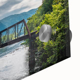 Large abstract wall art depicting West Virginia scenery in mid-century modernist style on acrylic glass.