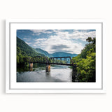 Abstract art print of West Virginia scenery in muted earth tones, framed with a white mat, ideal for dining room decor.