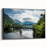 Black and white framed canvas of a West Virginia landscape, ideal for bedroom wall art.
