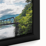 Close-up of a textured black wall art depicting a scenic West Virginia landscape, framed canvas, ideal for living room decor.