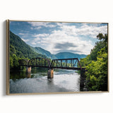 Framed canvas depicting a vintage-style West Virginia landscape in black and gold tones, ideal for bedroom wall art.