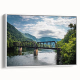 Vintage poster art of West Virginia scenery on framed canvas, featuring colorful art in extra large size.
