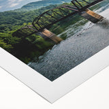 Art deco poster of West Virginia scenery in muted earth tones on rolled canvas, suitable for dining room walls.