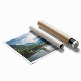 Extra large rolled print of West Virginia scenery with floral motifs in muted earth tones.