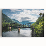Black and white stretched canvas featuring a serene West Virginia landscape, ideal for kitchen wall art.