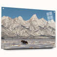 Acrylic print of the Grand Tetons in muted earth tones, ideal for enhancing a dining room or bedroom ambiance.