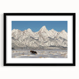 Colorful abstract art print of the Grand Tetons, in vibrant hues on a textured, extra large canvas.