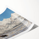 Extra large wall art of the Grand Tetons in Wyoming, featuring muted earth tones on a rolled canvas.