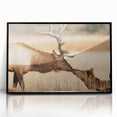 Large abstract wall art depicting Yellowstone scenery in muted earth tones on a framed acrylic.
