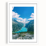 Abstract art print featuring swirling pastel hues on a white framed canvas, ideal for bedroom or dining room decor.