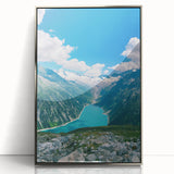 Mid-century modernist art depicting spring season in pastel shades on a silver-framed acrylic print.