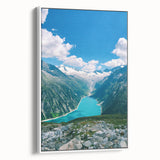 Extra large framed canvas of vintage poster art featuring colorful spring imagery on a black background.