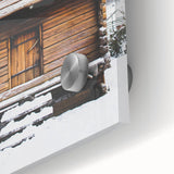 Large abstract wall art in cool blue and white tones on acrylic glass.