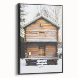 Black and white framed canvas featuring a vintage winter landscape, ideal for bedroom wall art.