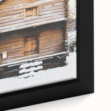 Extra large black wall art on canvas featuring a textured winter scene with colorful, vibrant hues.