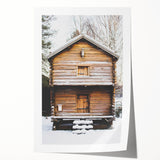 Extra large rolled print featuring a winter floral scene in muted blue and white tones, ideal for dining room wall art.