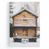 Winter tree landscape in black and white on large stretched canvas, ideal for kitchen wall art.