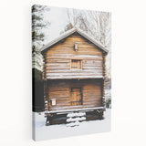 Winter landscape painting on stretched canvas with muted blue and white tones, suitable for kitchen wall art.