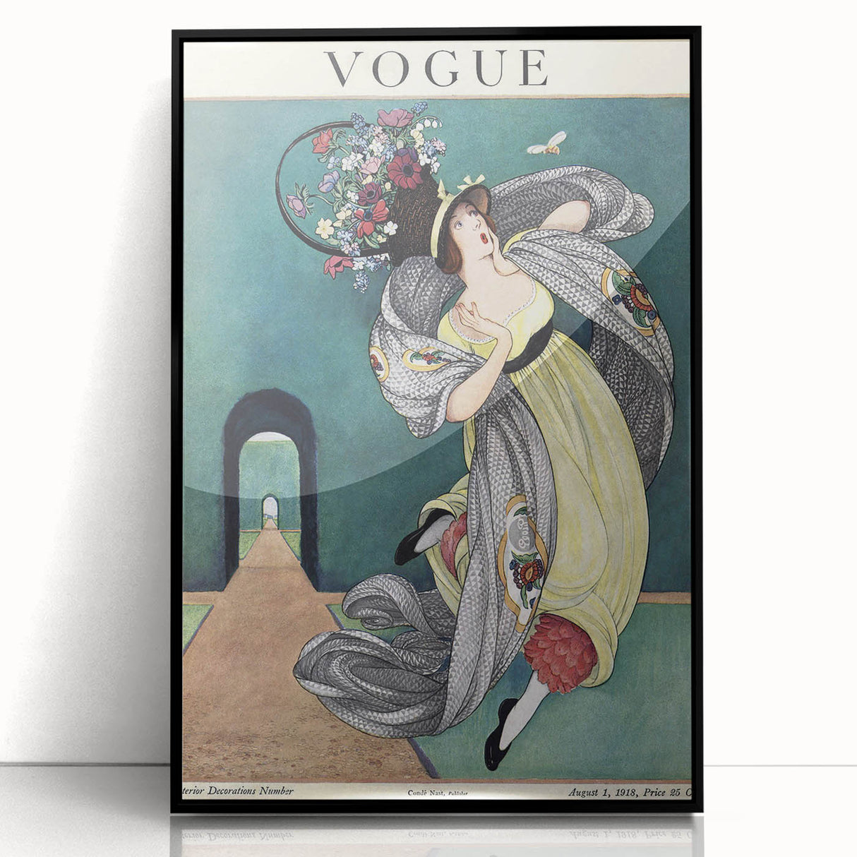 Vintage Vogue Illustration - Floral Hat 1918 Fashion Art Print