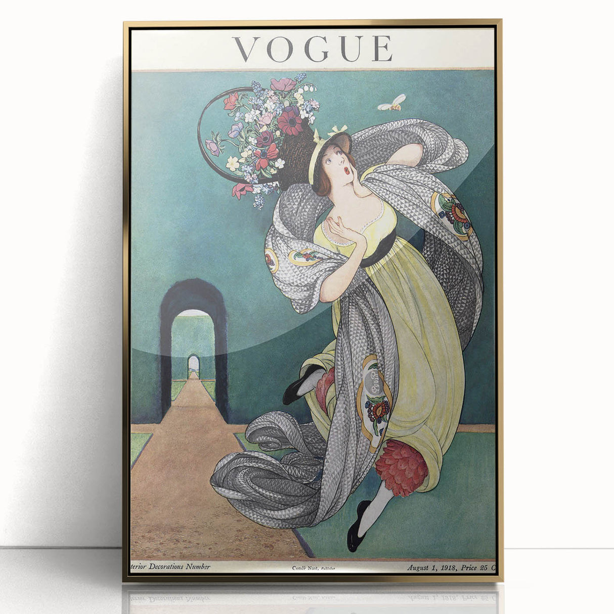 Vintage Vogue Illustration - Floral Hat 1918 Fashion Art Print