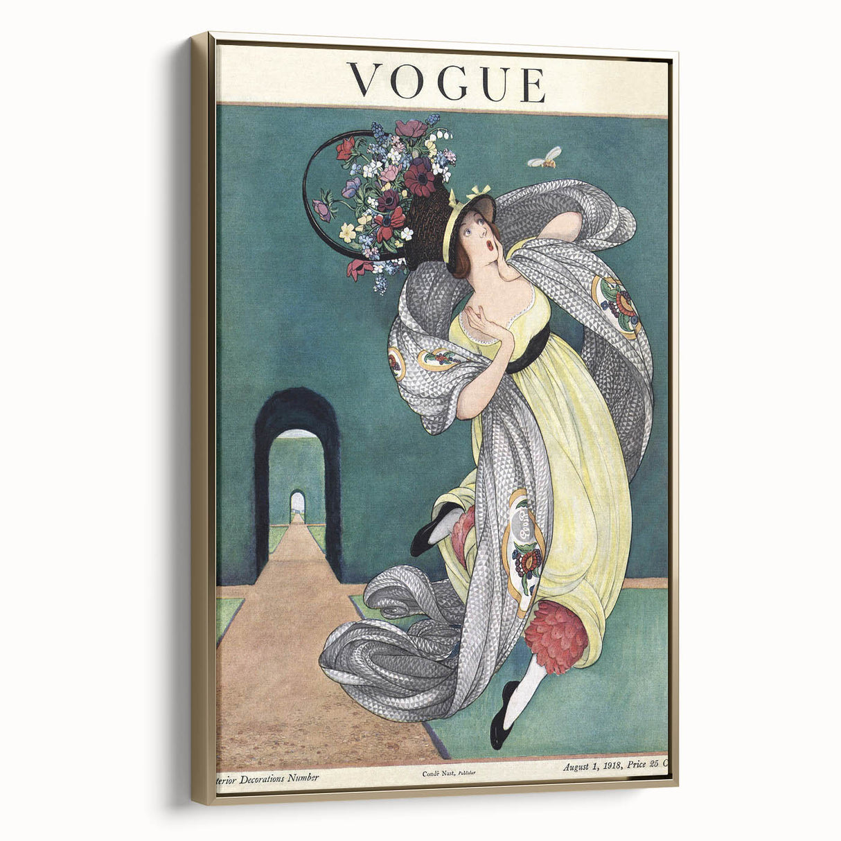 Vintage Vogue Illustration - Floral Hat 1918 Fashion Art Print