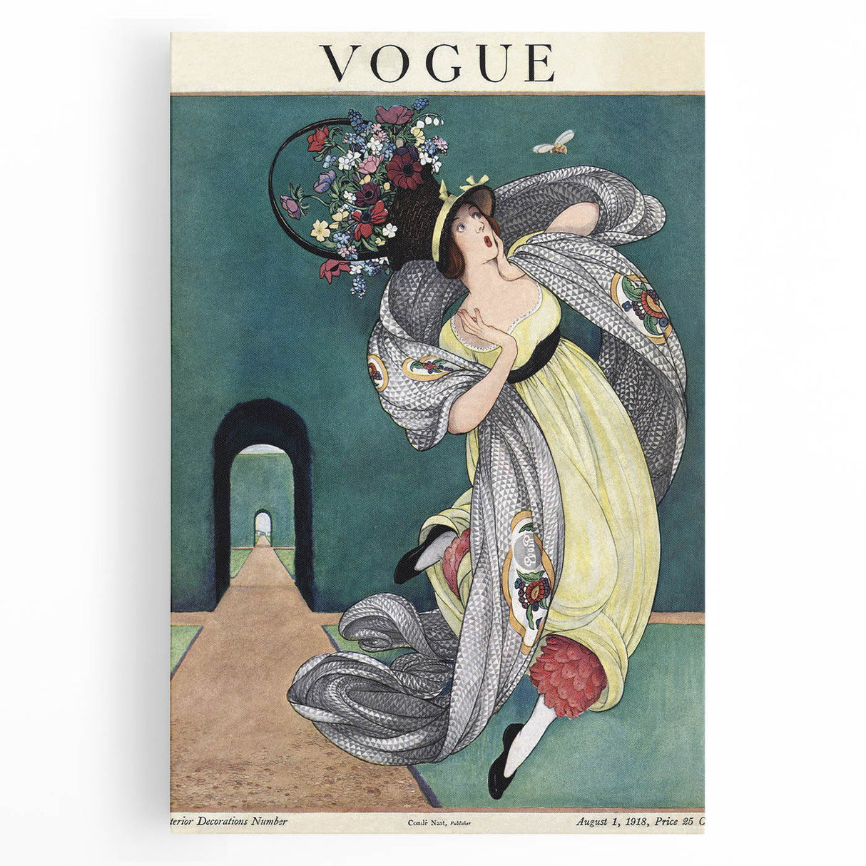 Vintage Vogue Illustration - Floral Hat 1918 Fashion Art Print