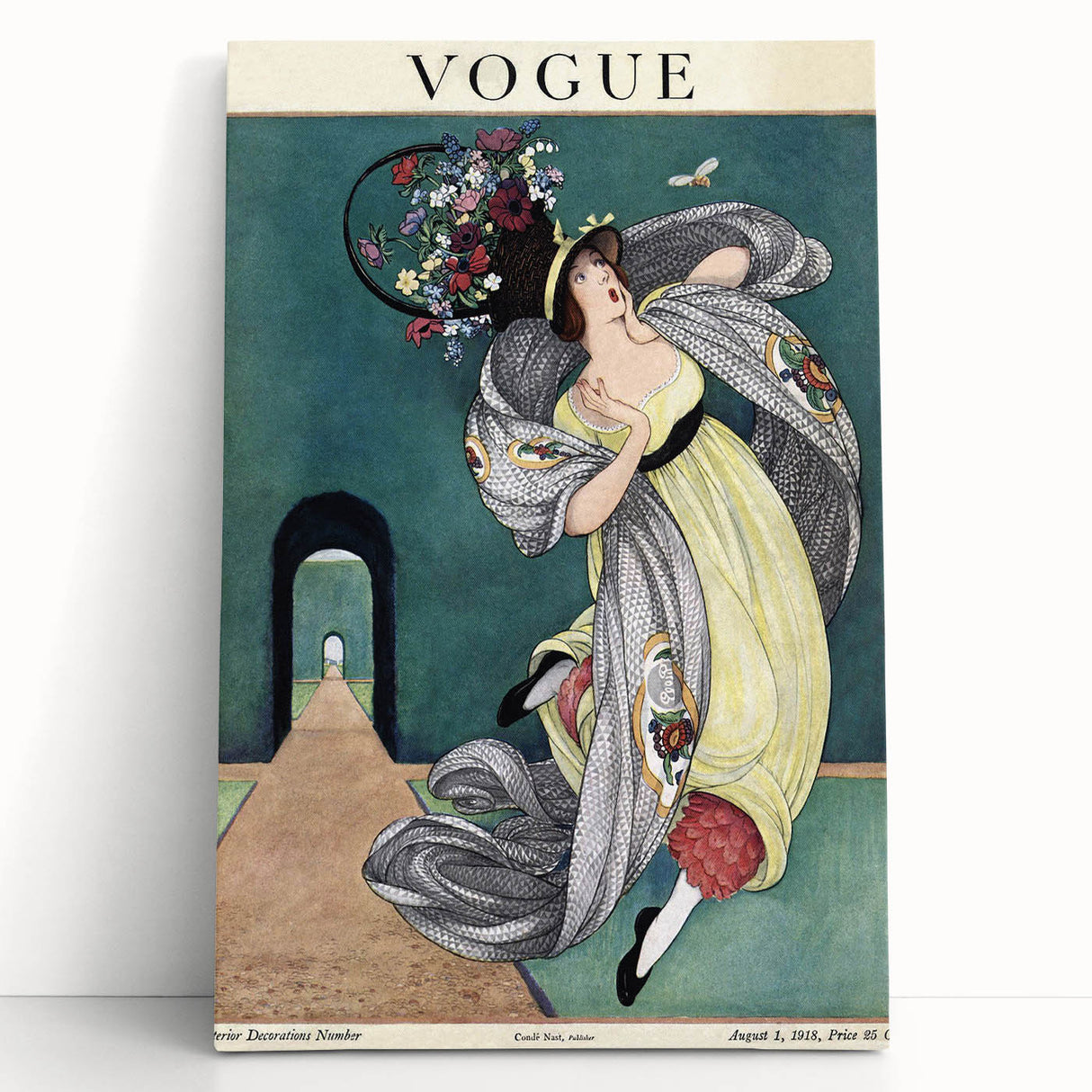 Vintage Vogue Illustration - Floral Hat 1918 Fashion Art Print