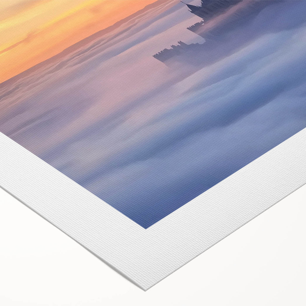 Stunning rolled canvas depicting a picturesque landscape with a majestic castle surrounded by lush greenery and vibrant skies, perfect for home decor.