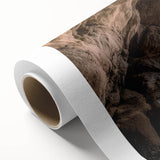 Rolled canvas artwork depicting a vibrant landscape scene with caves, showcasing earthy tones and textures, ideal for home decor or artistic display.