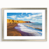 Framed landscape art print showcasing dramatic cliffs in silver-toned matting, ideal for enhancing modern home decor with a touch of nature's beauty.