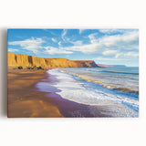Stretched canvas print showcasing a stunning landscape of majestic cliffs under a vibrant sky, perfect for enhancing home decor with natural beauty.