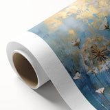 Gold & Blue Dandelion Dining Room Wall Art - Abstract Canvas