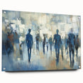Abstract figurative acrylic artwork displayed from the side, showcasing vibrant colors and intricate details, secured with decorative pins for a modern touch.