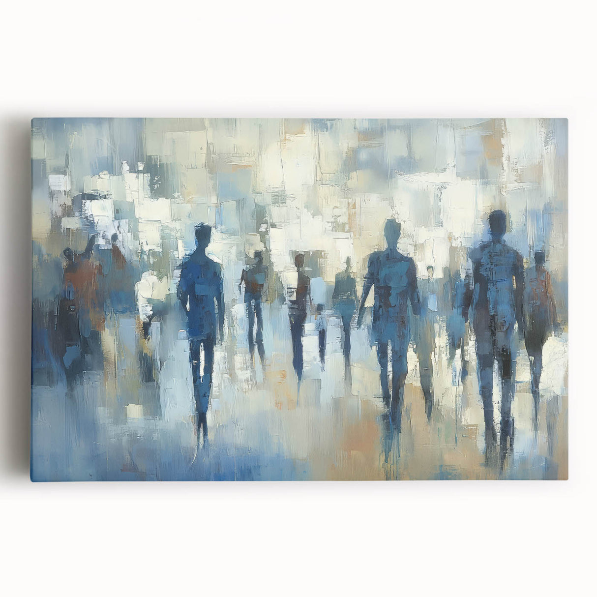 Abstract figurative artwork on stretched canvas showcasing vibrant colors and dynamic shapes, perfect for modern home decor. Ideal for adding a contemporary touch to any room.