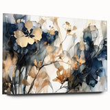 Abstract floral wall art displayed in an acrylic glass frame, showcasing vibrant colors and intricate designs. The side view highlights the secure pin attachments and modern aesthetic, ideal for adding a touch of elegance to contemporary home decor.