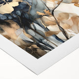 Abstract floral wall art on rolled canvas, showcasing vibrant colors and intricate designs, ideal for modern home decor. Packaged securely in a cardboard tube for easy transport and display.