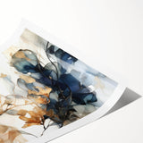 Abstract floral wall art print showcasing vibrant colors and intricate patterns, rolled and ready for display, ideal for enhancing modern home decor.