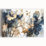 Abstract floral wall art on stretched canvas, showcasing vibrant colors and intricate patterns, perfect for modern home decor. Ideal for adding a touch of elegance and creativity to any living space.