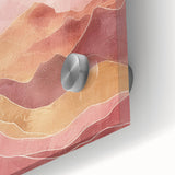 Close-up of abstract landscape wall art printed on acrylic glass, showcasing vibrant colors and intricate details, perfect for modern home decor.