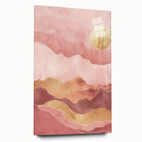 Abstract landscape wall art displayed in acrylic glass, showcasing vibrant colors and fluid designs. The side view highlights its sleek edges and modern aesthetic, perfect for contemporary decor.