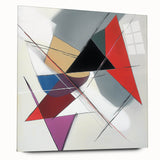 Geometric Abstract Wall Decor – Sharp Angles in Red & Charcoal