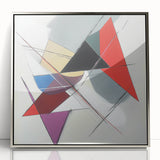 Geometric Abstract Wall Decor – Sharp Angles in Red & Charcoal