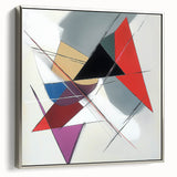 Geometric Abstract Wall Decor – Sharp Angles in Red & Charcoal