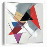 Geometric Abstract Wall Decor – Sharp Angles in Red & Charcoal
