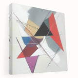 Geometric Abstract Wall Decor – Sharp Angles in Red & Charcoal