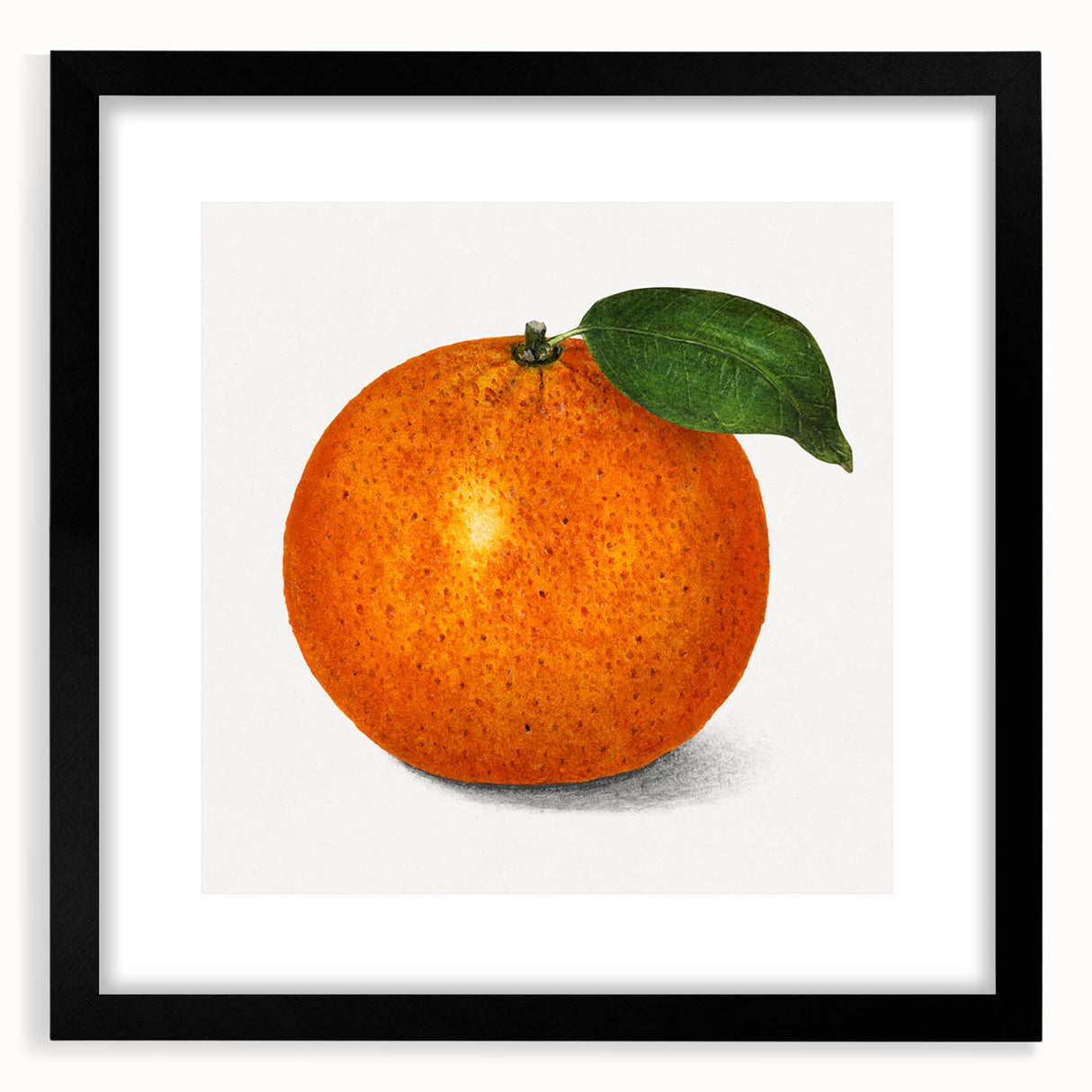 Extra large abstract art print featuring colorful, textured fruits, framed in black, ideal for living room decor.