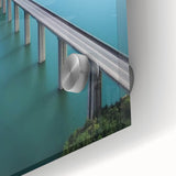 Close-up view of a landscape bridge design intricately crafted from acrylic glass, showcasing vibrant colors and detailed textures, ideal for modern decor.