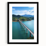 Black landscape bridge frame with mat, showcasing a modern design, front view highlighting the sleek lines and elegant finish, ideal for contemporary decor.