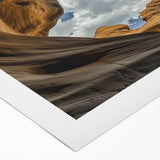 Landscape canvas art depicting vibrant canyons with rich earthy tones, showcasing stunning geological formations and textures, rolled and ready for display.